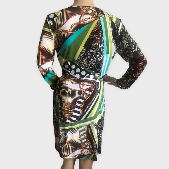 COLORFUL LONG SLEEVE MULTI-PATTERNED DRESS - Picture 8 of 9